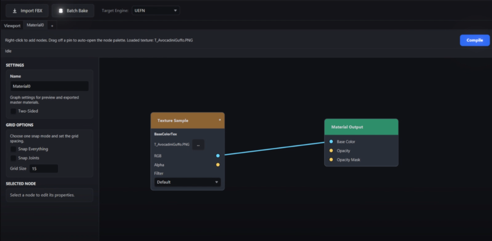 AutoVAT automatic material setup interface